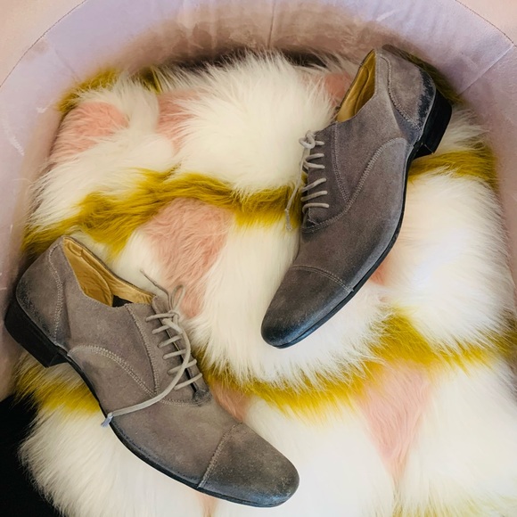 Paris France Atelier Voisin AV Gray Grey Suede Shoes Lace Up Tie Up MENS EU42 - Picture 3 of 9